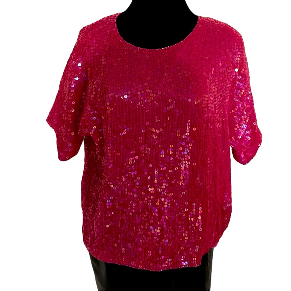 99 pink honeybee sequins top